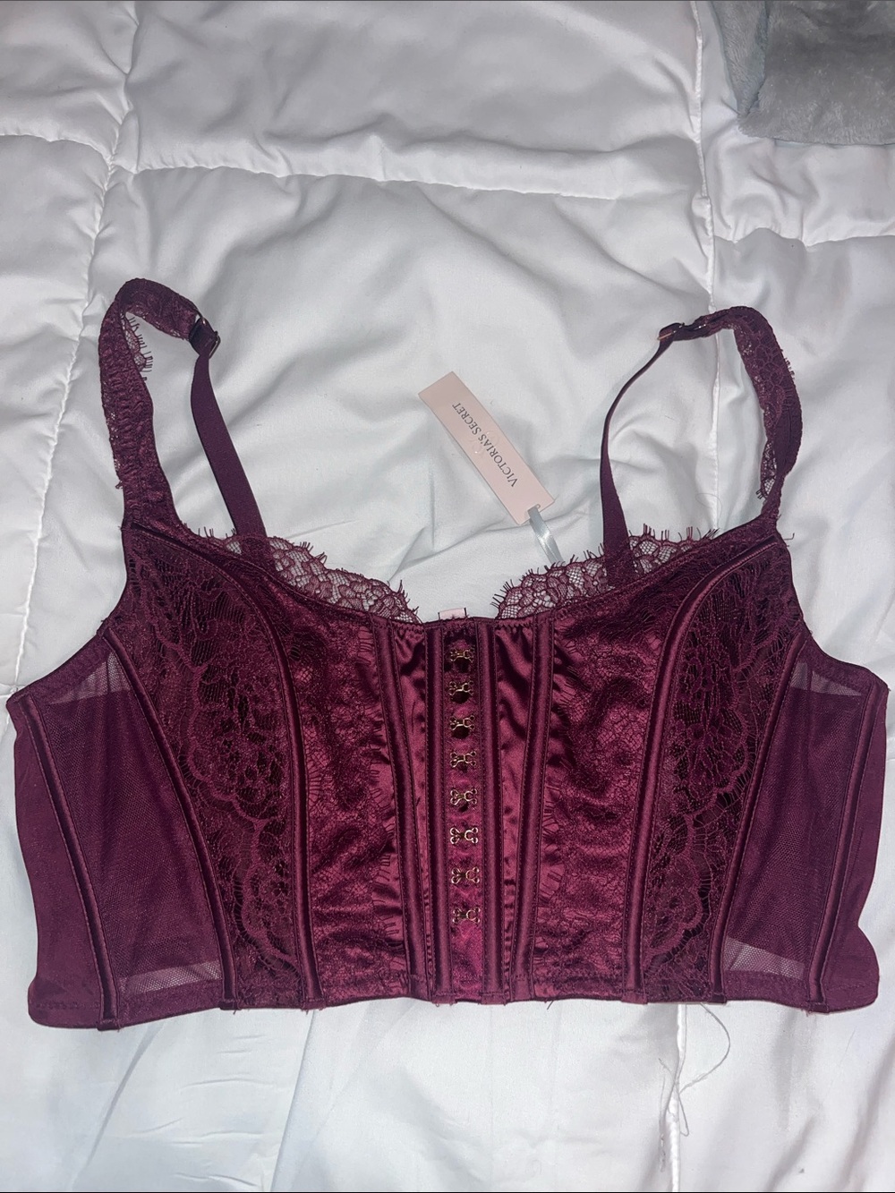 Victoria's Secret NWT Wine Lace Longline Bustier size xl